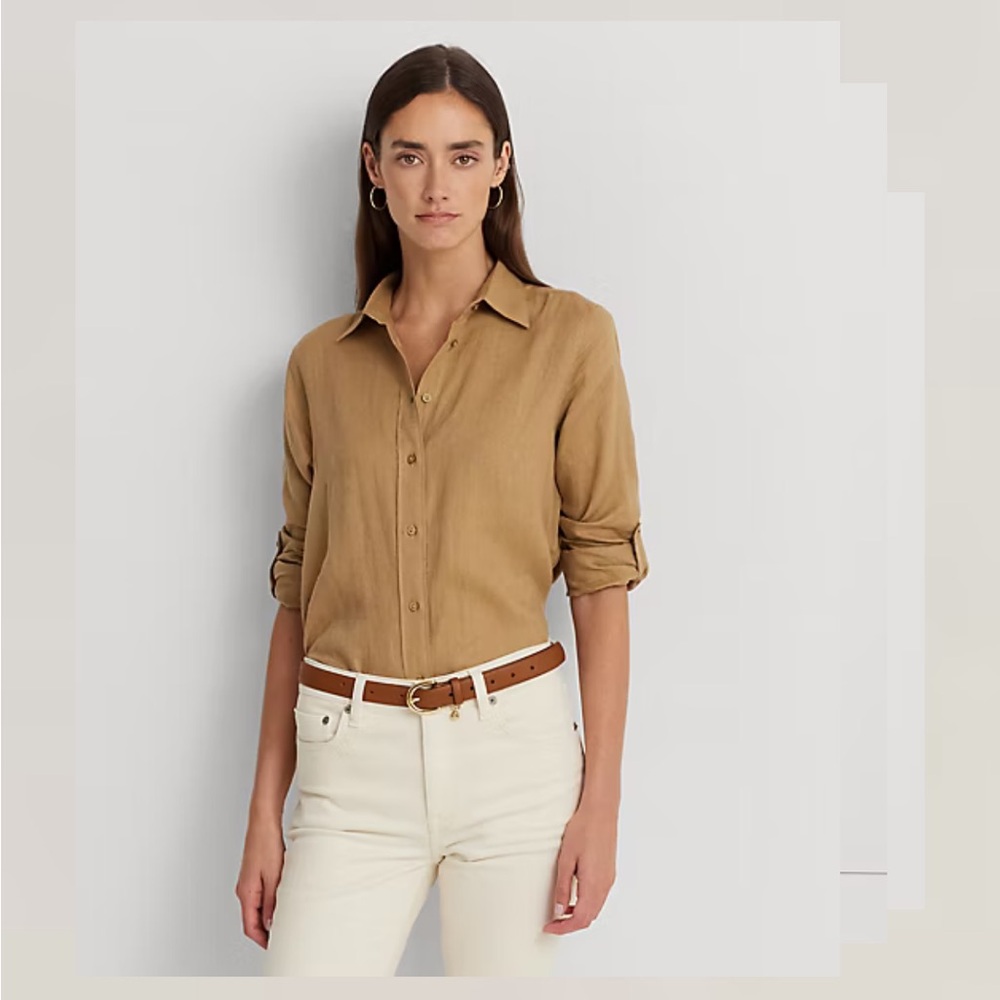 Lauren Ralph Lauren black label Relaxed Fit Linen Roll Tab-Sleeve shirt